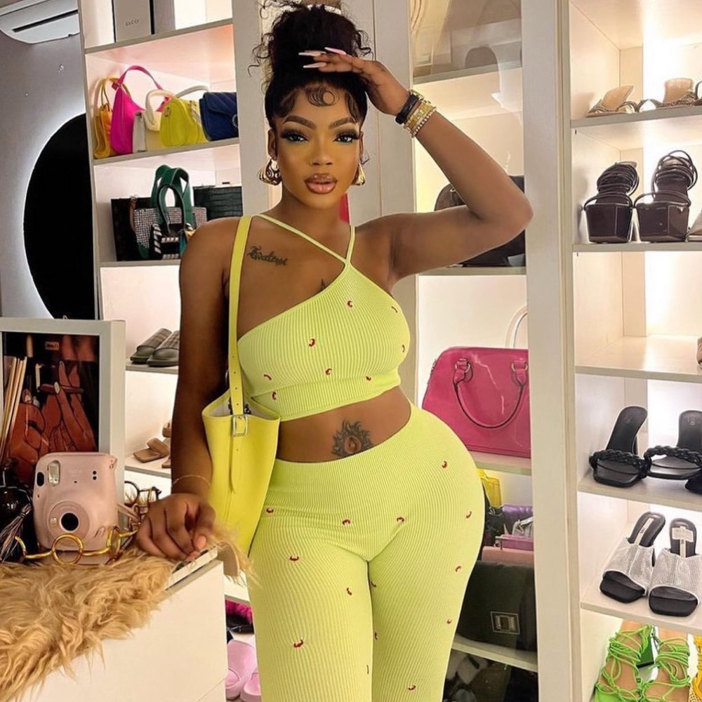Zara Set - Lime Green Seamless Embroidered Top & Leggings